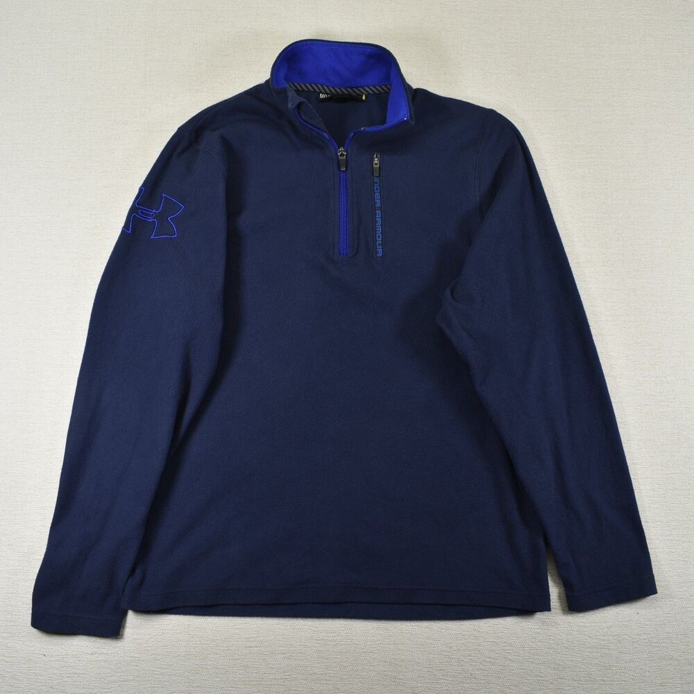 Under Armour Mens M Navy Blue Quarter Zip 1/4 Fleece Pullover Long Sleeve Shirt